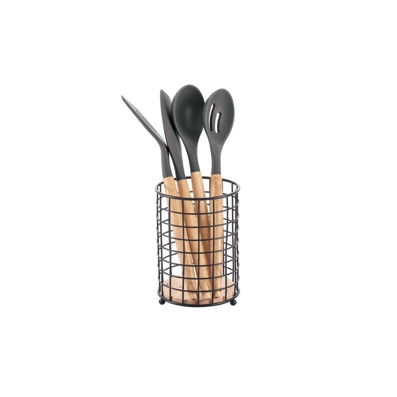 Portaposate Design industriale Legno e Acciaio ELIE Nero opaco MSV