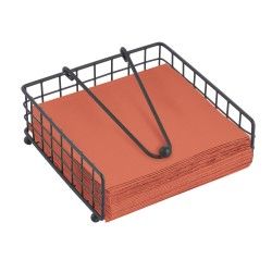 Toallero de mesa con barra de sujeción Diseño industrial Madera y acero ELIE Negro mate MSV