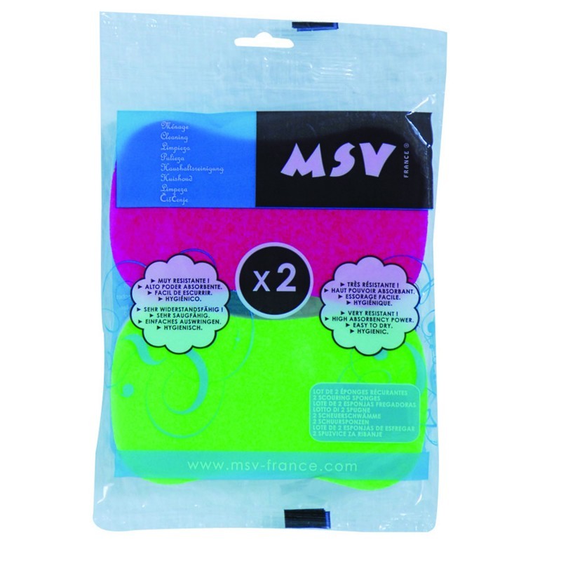 Pack of 2 MSV double-sided scrubbing sponges