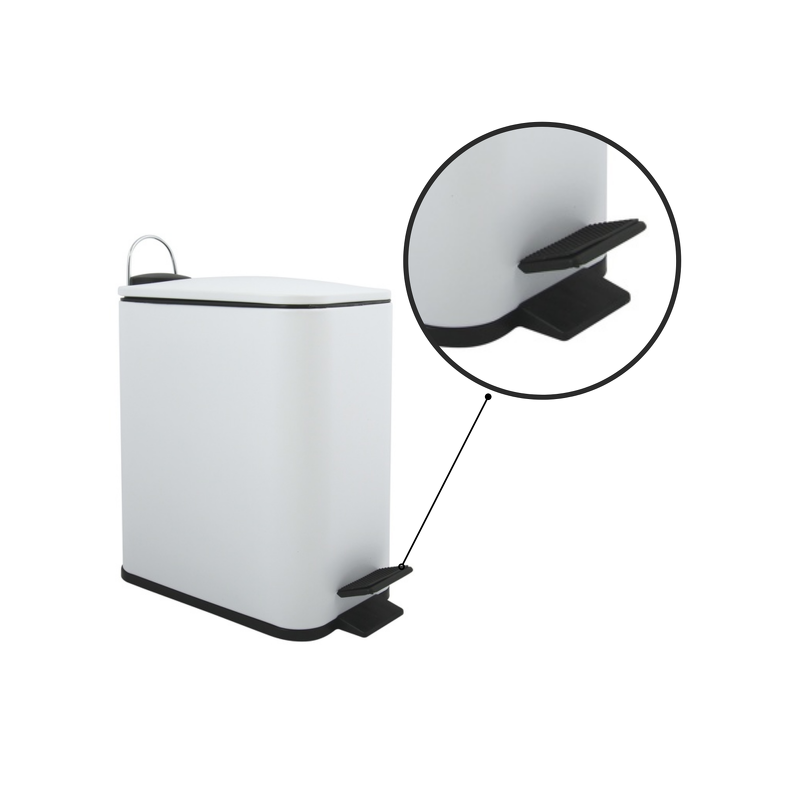 Pattumiera a pedale Steel ERIK 5L Spirella bianco opaco
