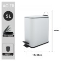 Poubelle à  pédale Acier ERIK 5L Blanc mat Spirella
