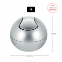 Poubelle à  bascule PP BOWL 1L Gris Silver Spirella