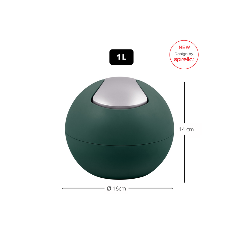 Poubelle à  bascule BOWL MATT 1L Vert Foncé mat Spirella