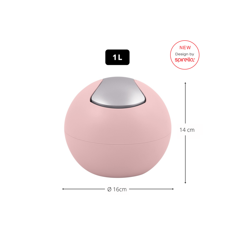 Spirella Schwingdeckeleimer PS BOWL MATT 1L Rosa