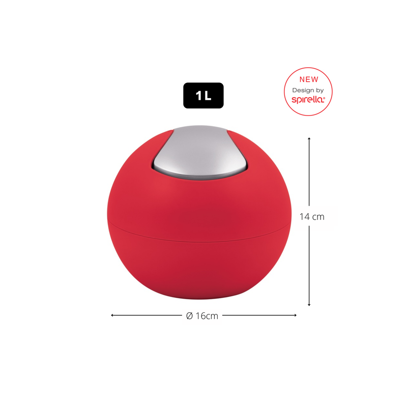 Papelera con tapa basculante PS BOWL matT 1L Rojo Spirella
