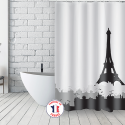 Tenda da doccia francese in poliestere 180x200cm TOITS PARISIENS Bianco e nero MSV