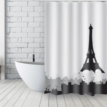 Rideau de douche Français Polyester 180x200cm TOITS PARISIENS Noir & Blanc MSV