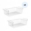 MSV Lot de 2 paniers de rangement sous étagère 38x26x14cm en Acier Chromé