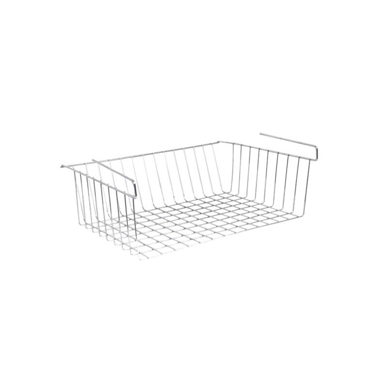MSV Lot de 2 paniers de rangement sous étagère 38x26x14cm en Acier Chromé
