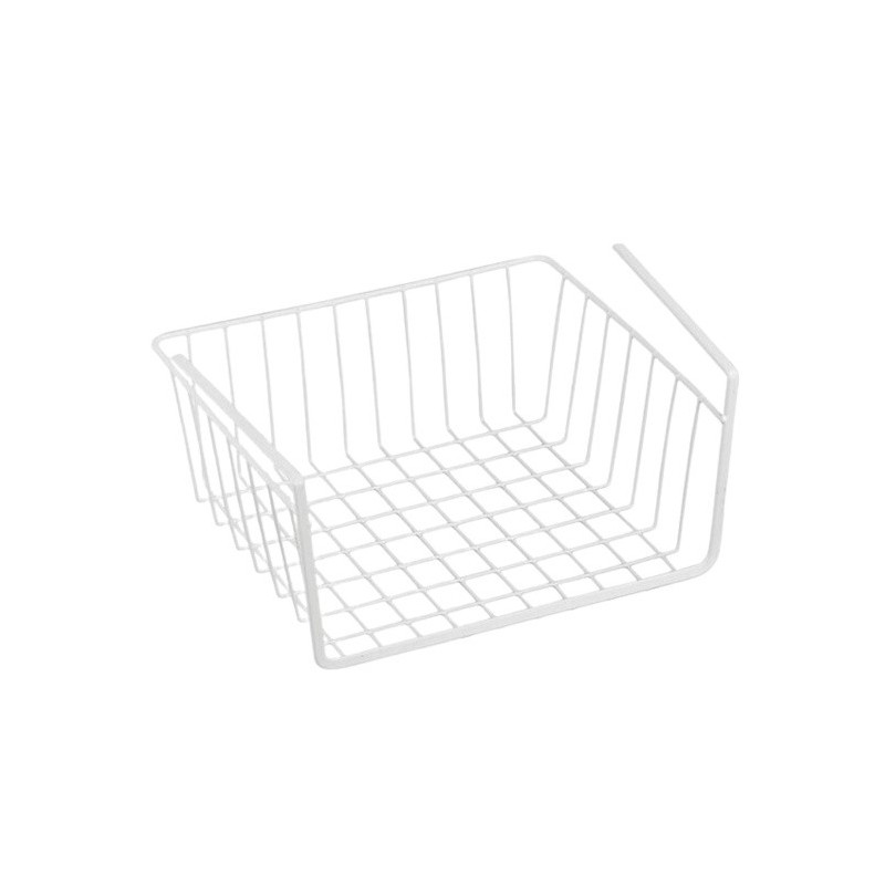 MSV Lot de 2 paniers de rangement sous étagère 30x25,5x14cm en Acier Blanc Mat