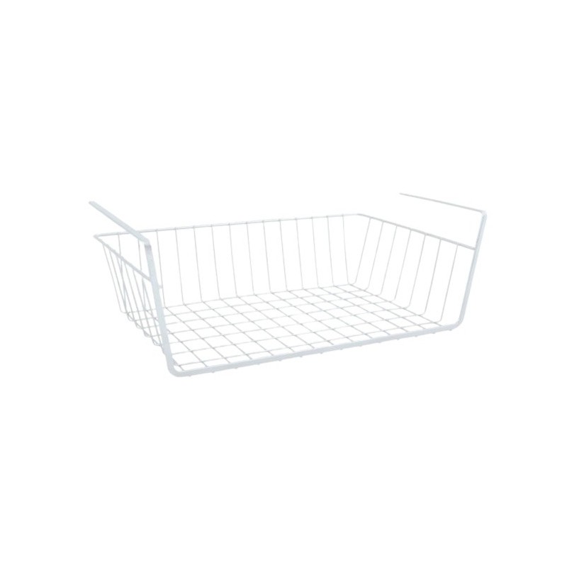 MSV Lot de 2 paniers de rangement sous étagère 38,5x25,5x14cm en Acier Blanc Mat