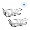 Juego de 2 cestas de almacenamiento bajo estante 38,5x25,5x14cm en acero negro mate MSV