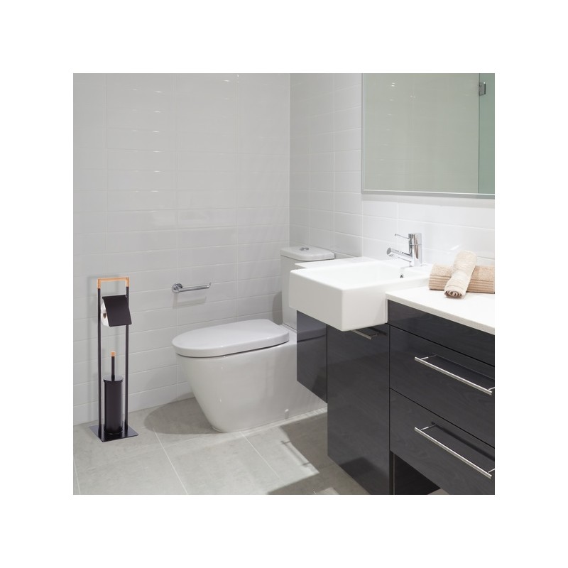 Combiné Wc CHIC Bambou & Acier Noir mat Spirella