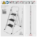 Taburete con escalón de acero antideslizante y plegable de 3 escalones Máx. 150 kg (46 x 71 x 105 cm) MSV