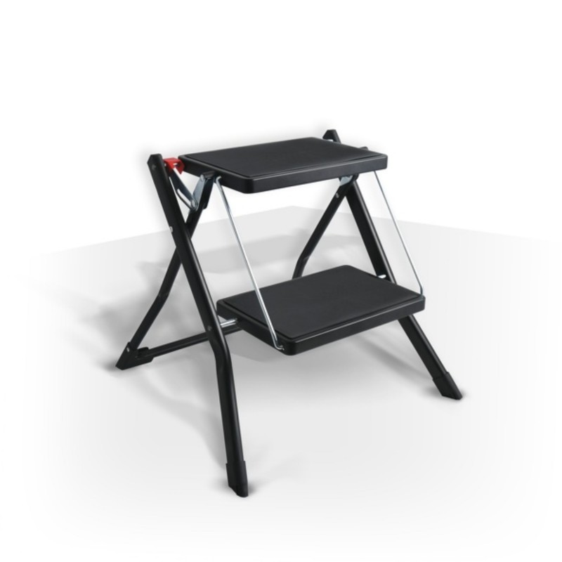 Gradino in acciaio leggero pieghevole e antiscivolo a 2 gradini - Max 150 kg - Nero opaco MSV
