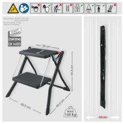 2-Step Folding & Anti-Slip Lightweight Steel Step - Max 150kg - Matt Black MSV
