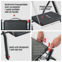 2-Step Folding & Anti-Slip Lightweight Steel Step - Max 150kg - Matt Black MSV