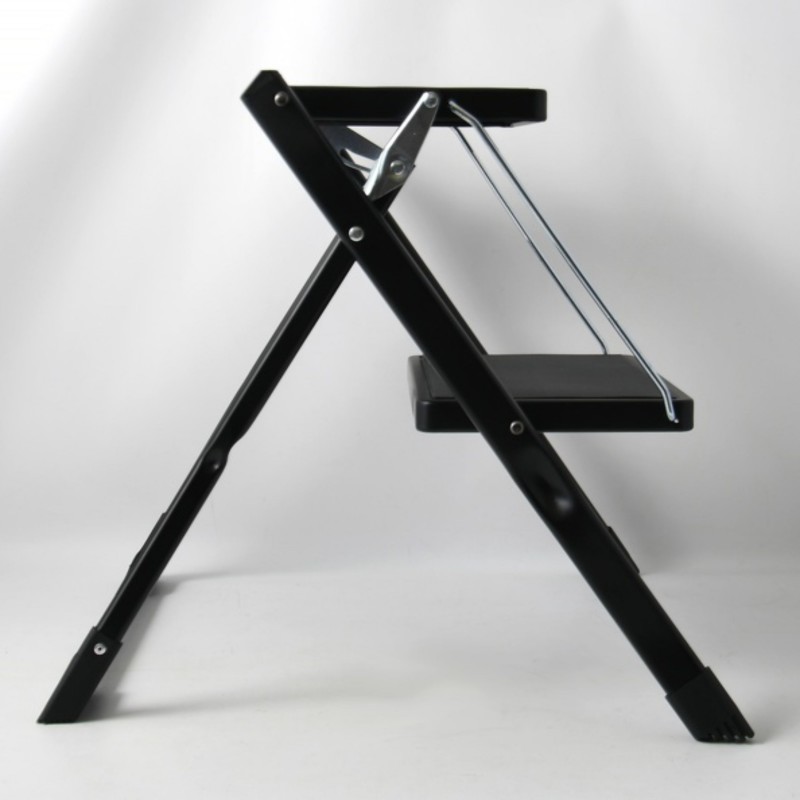 2-Step Folding & Anti-Slip Lightweight Steel Step - Max 150kg - Matt Black MSV