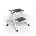 Trittleiter 2 Stufen klappbare und rutschfeste leichte Stahlstufen Weiss max. 150 kg MSV