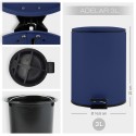Poubelle à  pédale Acier ADELAR 3L Bleu mat Spirella