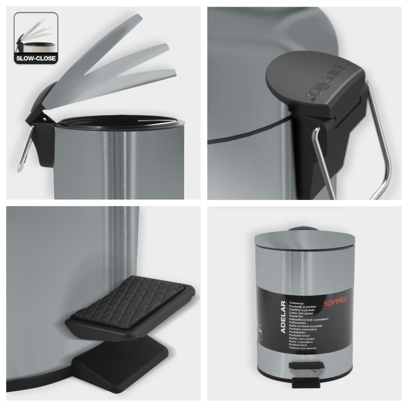 Poubelle à  pédale Acier ADELAR 3L Inox Brossé Spirella