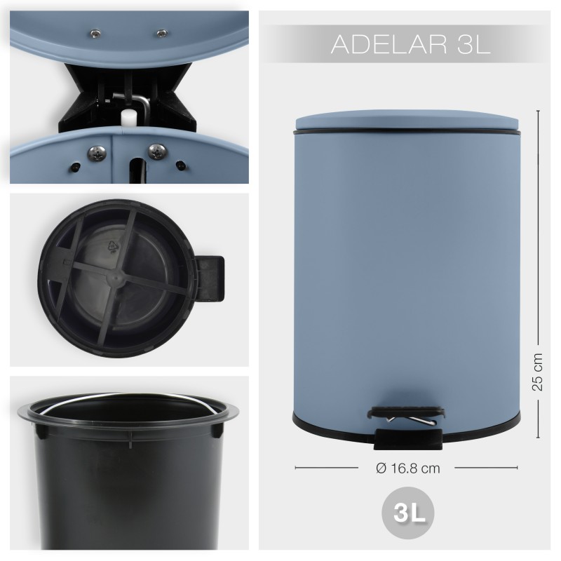 Spirella Poubelle à  pédale Acier ADELAR 3L Fog Mat