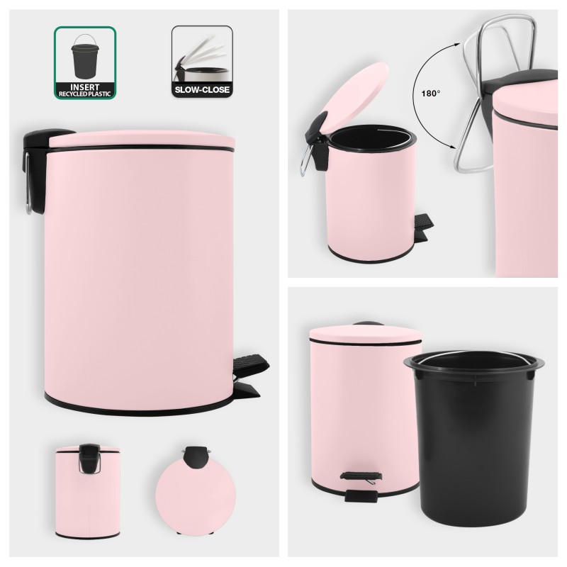 Poubelle à  pédale Acier ADELAR 3L Rose mat Spirella