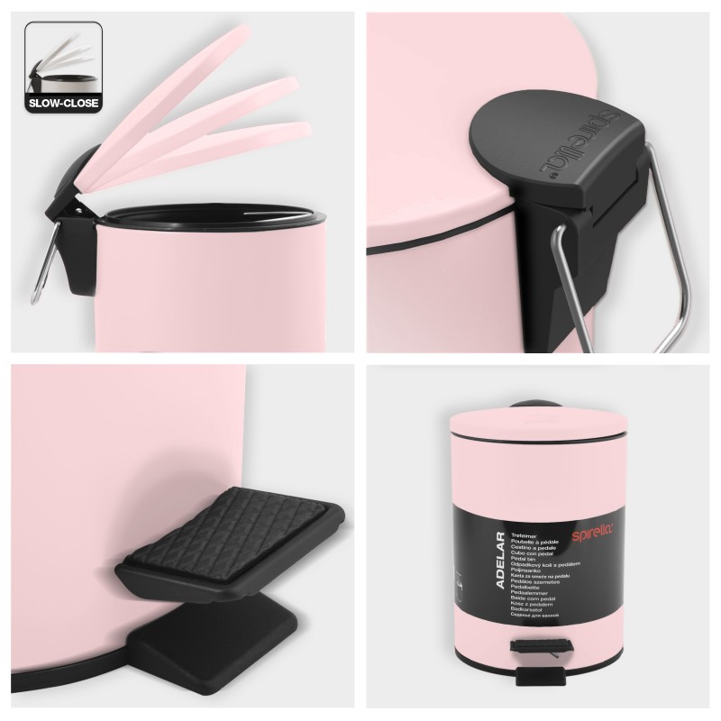 Poubelle à  pédale Acier ADELAR 3L Rose mat Spirella