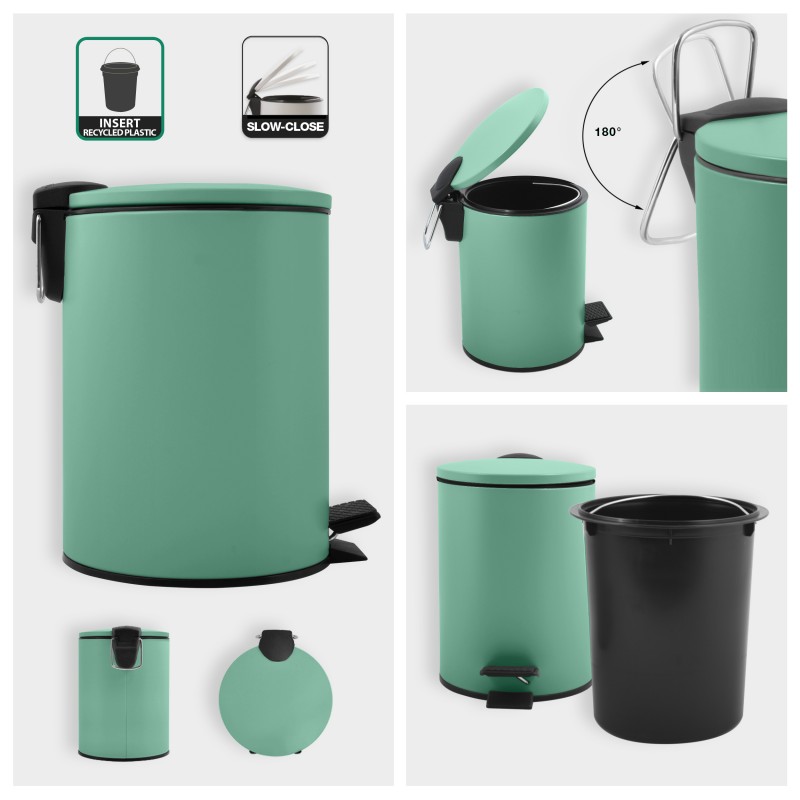 Papelera con pedal Acero ADELAR 3L Verde mate Spirella