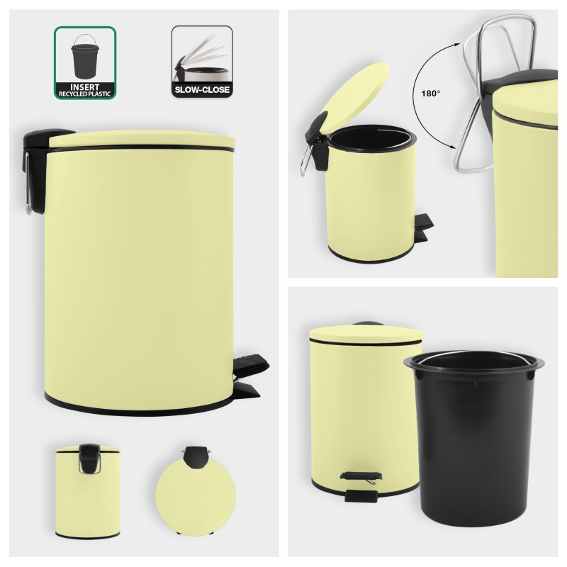 Poubelle à  pédale Acier ADELAR 5L Jaune mat Spirella