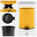 Papelera con pedal Acero ADELAR 3L Amarillo Sol Mate Spirella