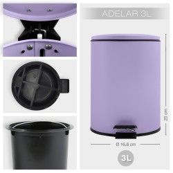 Poubelle à  pédale Acier ADELAR 3L Lavande mat Spirella