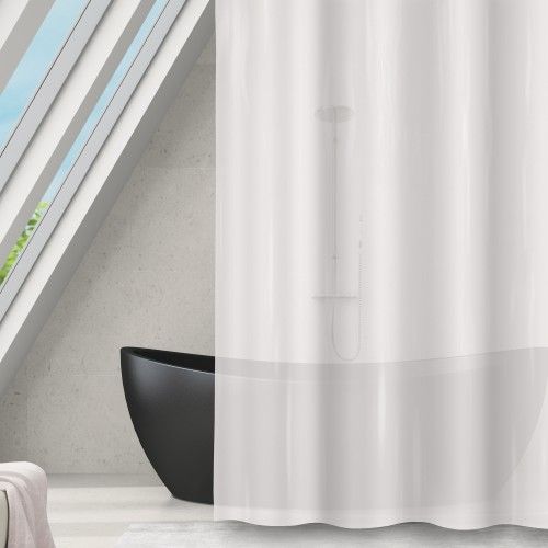 Cortina de ducha PEVA ROMANA 120x200cm Blanco transparente MSV