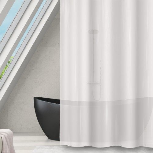MSV Rideau de douche Polyester ROMANA 120x200cm Blanc transparent