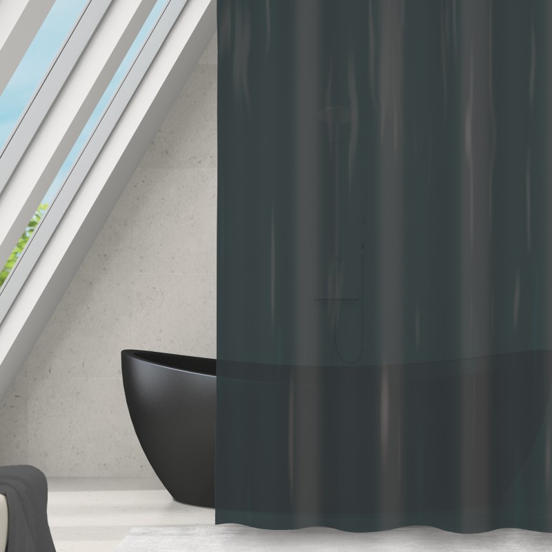 Cortina de ducha PEVA ROMANA 180x180cm Negro MSV