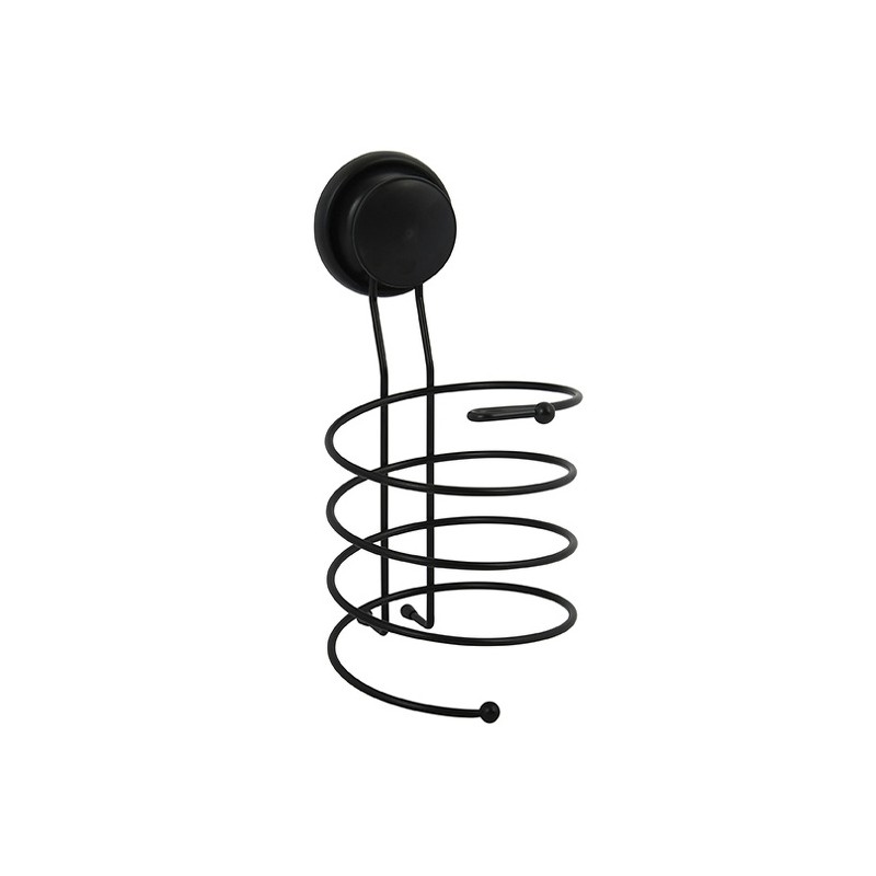 Soporte de pared para secador de pelo con ventosas Negro MSV