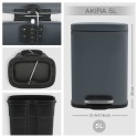 Poubelle à  pédale Acier AKIRA 5L Gris mat Spirella