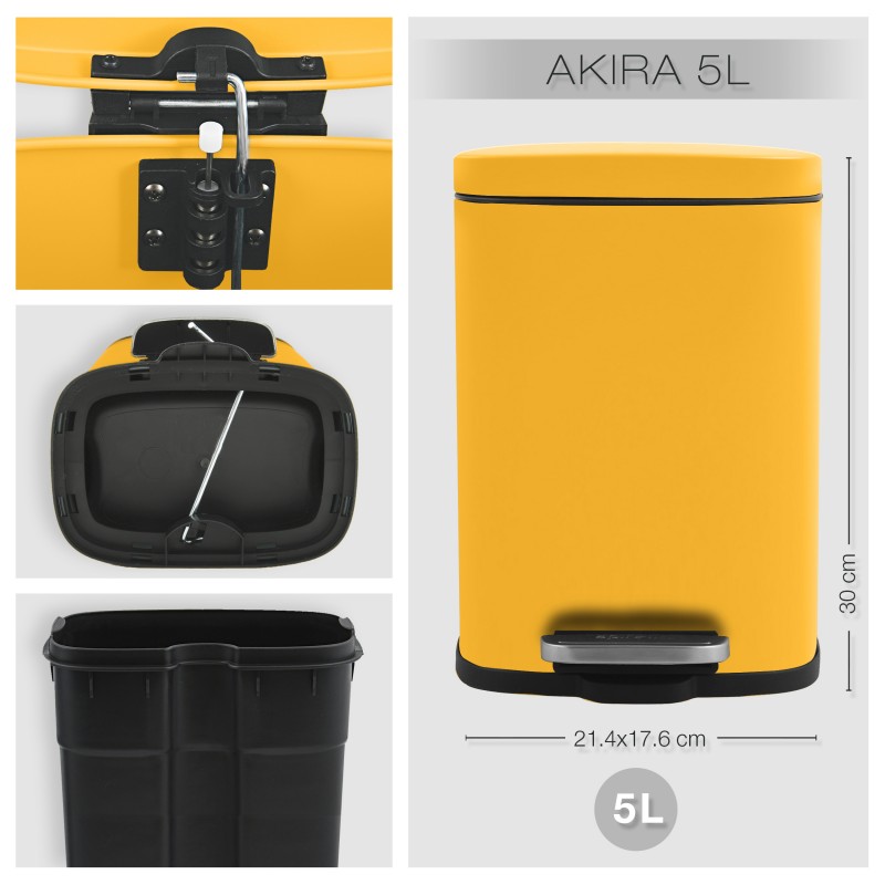 Poubelle à  pédale Acier AKIRA 5L Safran mat Spirella