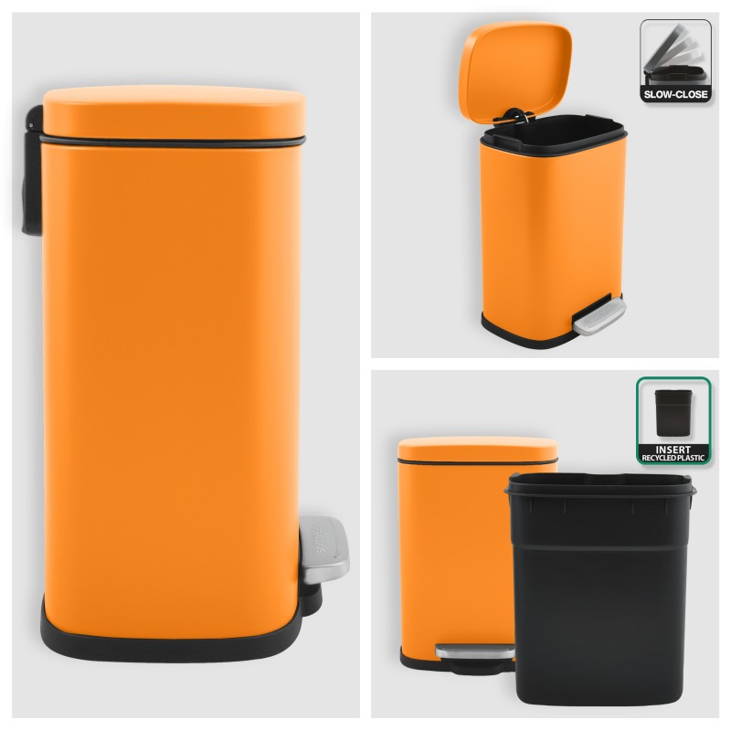 Poubelle à  pédale Acier AKIRA 5L Orange mat Spirella