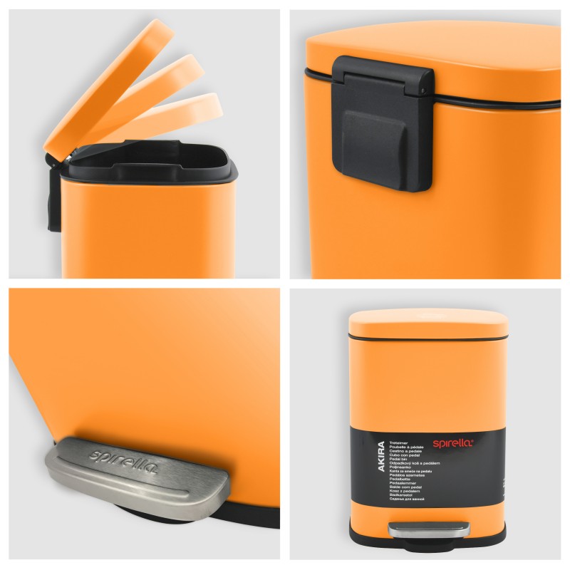 Papelera con pedal Acero AKIRA 5L Naranja mate Spirella