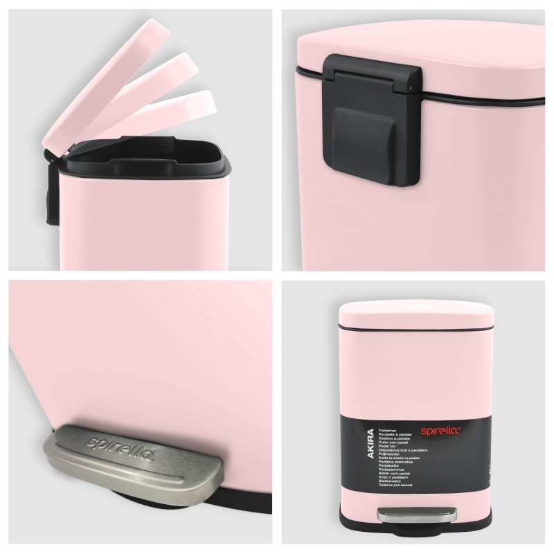 Papelera con pedal Acero AKIRA 5L Rosa mate Spirella