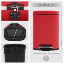 Poubelle à  pédale Acier AKIRA 5L Rouge mat Spirella