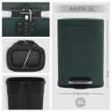 Poubelle à  pédale Acier AKIRA 5L Vert Foncé mat Spirella