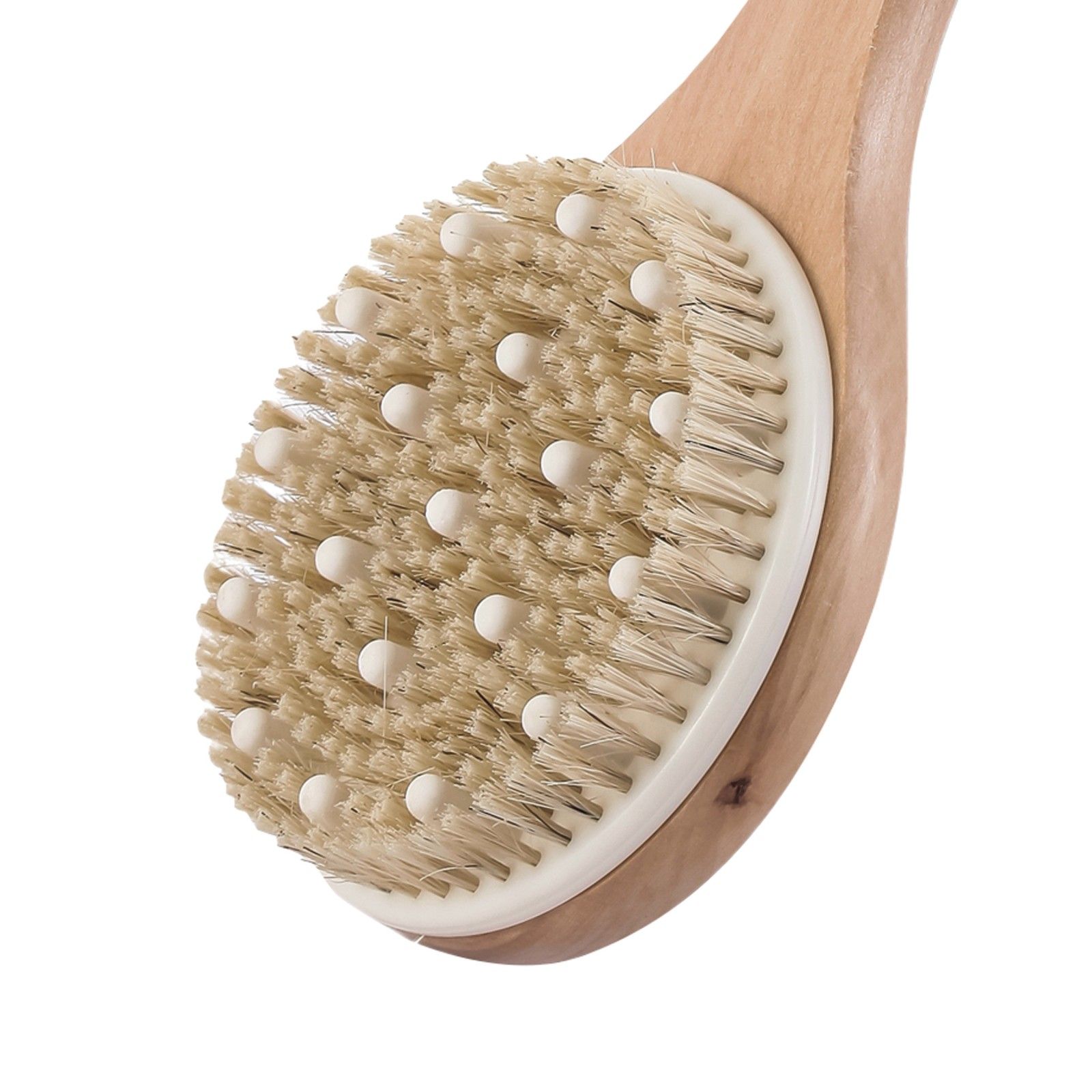 Brosse de bain en bois exfoliante avec manche long MSV