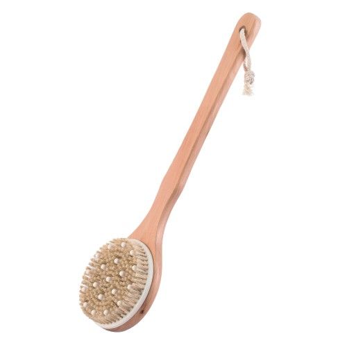 MSV Exfoliating wooden bath brush with long handle