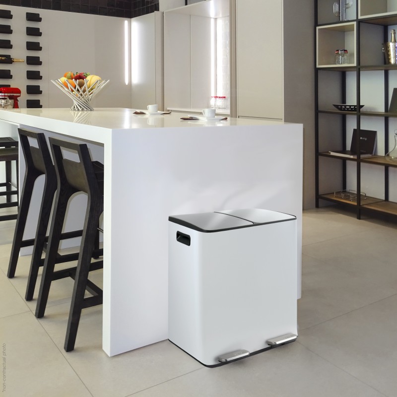 Selective Sorting Bin 40L ALIYA (2x20L) Matt White Steel Spirella