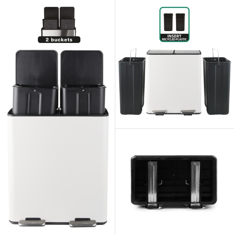 Spirella selektive sortierung mülleimer ALIYA 40L (2x20L) Stahl Mattweiß