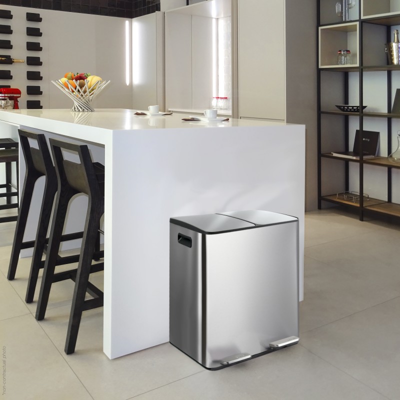Selective Sorting Bin 40L ALIYA (2x20L) Brushed Steel Spirella