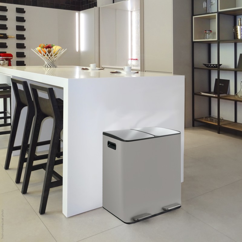 Selective Sorting Bin 40L ALIYA  (2x20L) Matt Taupe Steel Spirella