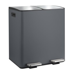 Spirella Poubelle tri Sélectif ALIYA 40L (2x20L) Acier Gris Mat